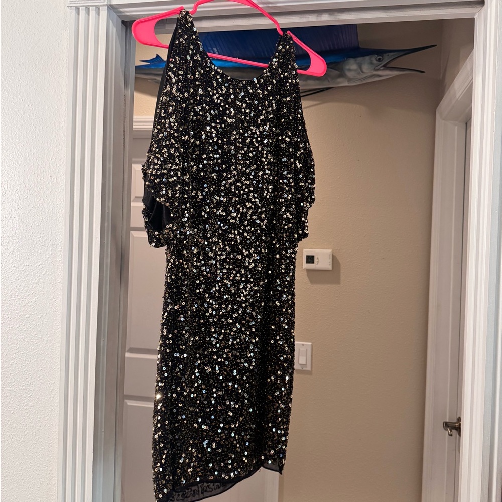 Black and White Puff Sleeve Formal Sundress